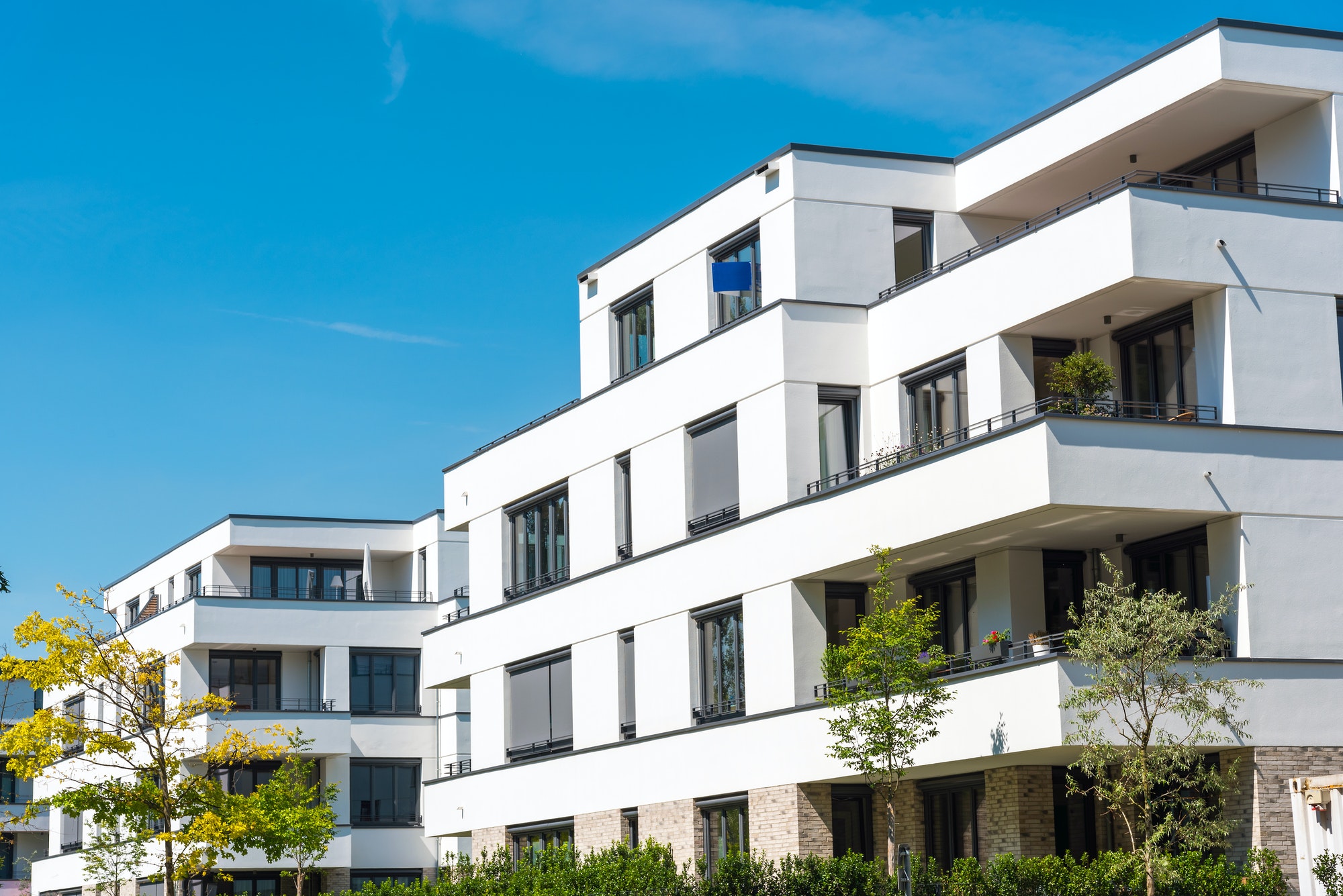 White modern townhouses in Germany